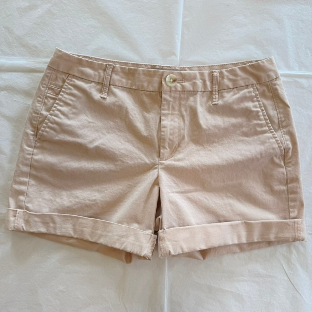 Banana Republic Chino Shorts Women 0 Tan Excellent Cuffed Stretch Casual